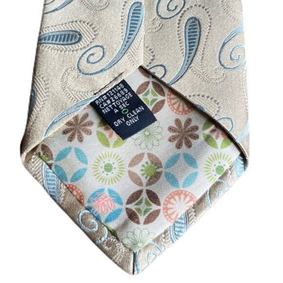 Ted Baker 60 x 3.5 Green Gold Paisley Silk Neck Tie - Picture 2 of 3